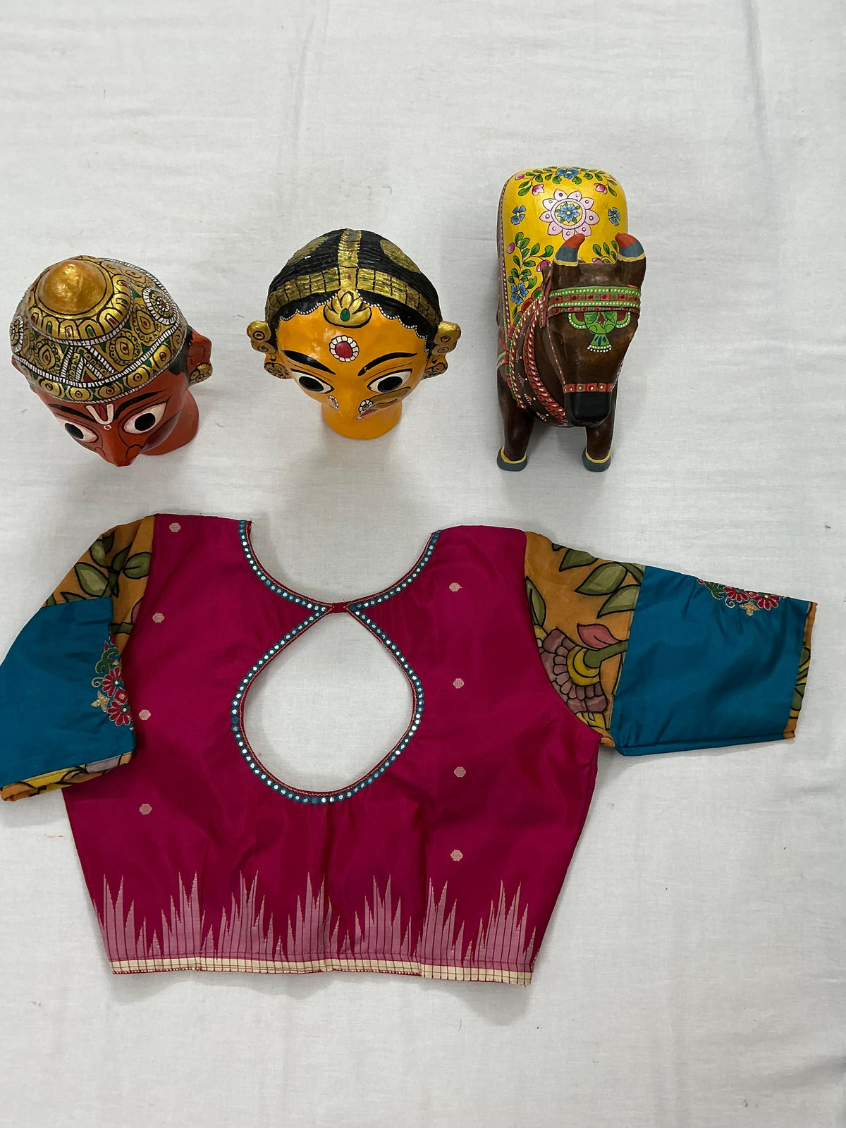 Handcrafted Ready to Wear Blouse : Kanjivaram Silk (Pink)