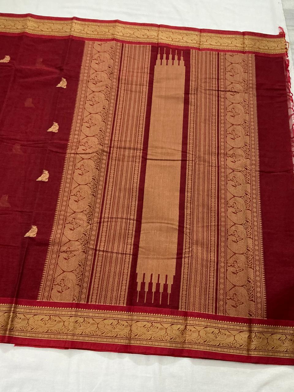 Handwoven Kanchi cotton : Terracotta Red