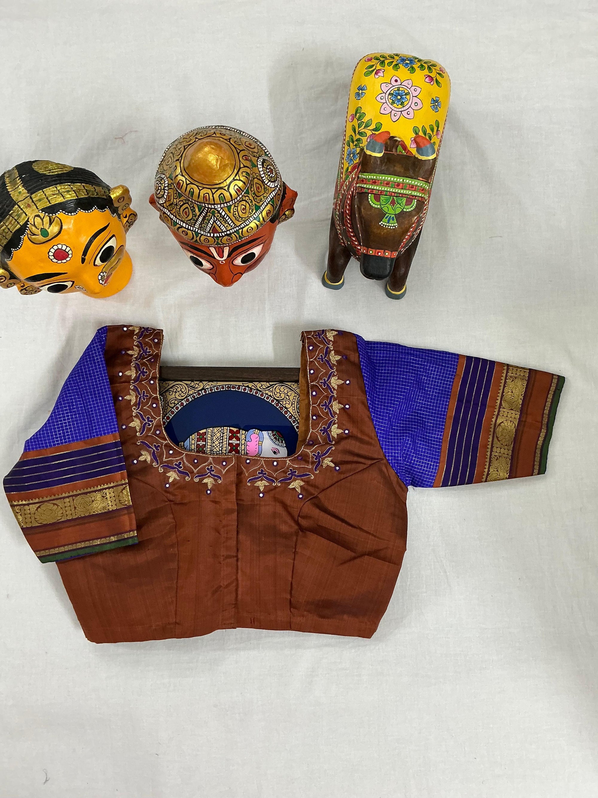 Handcrafted Ready to Wear Blouse : Kanjivaram Silk (Brown)