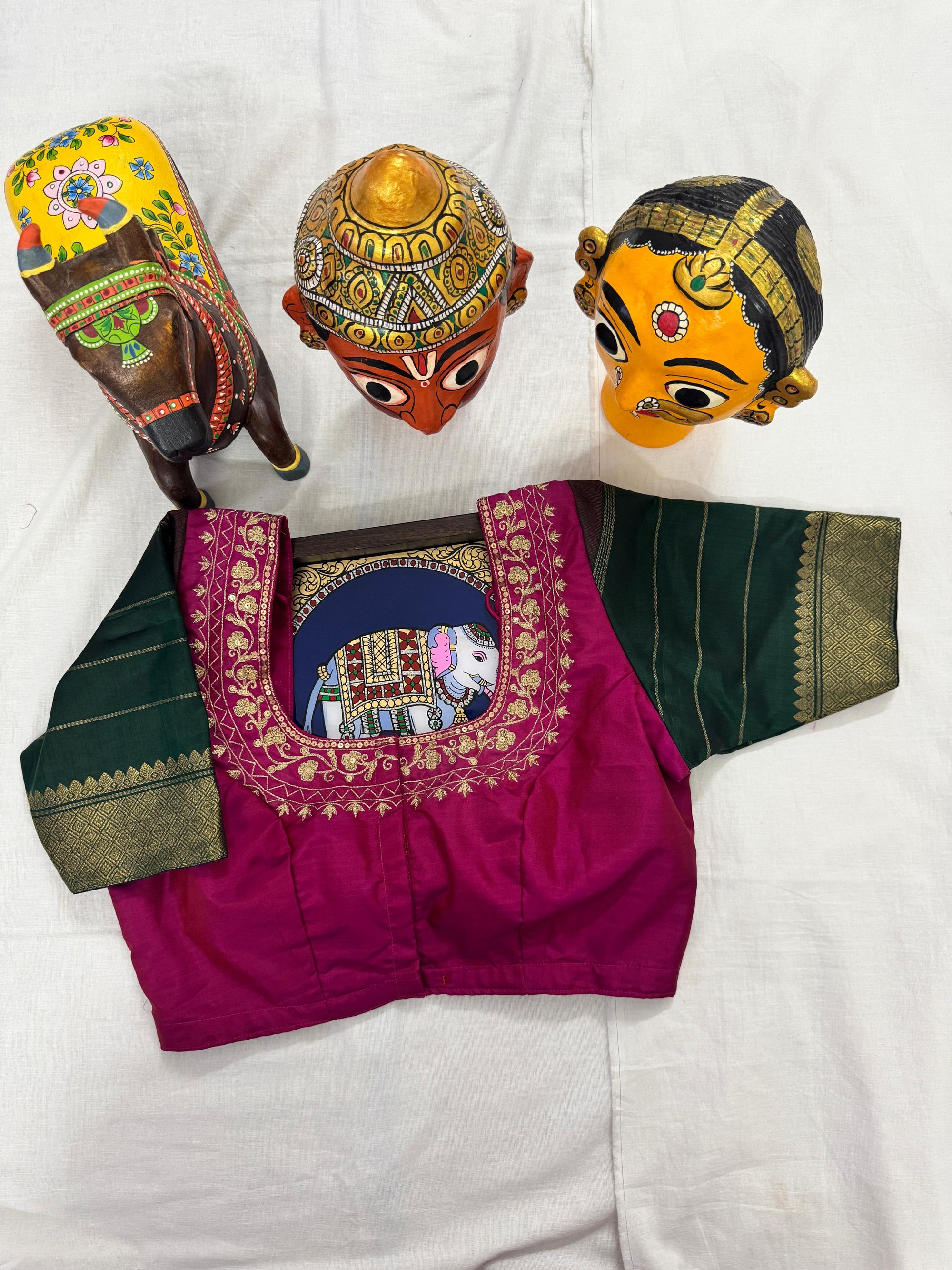 Handcrafted Ready to Wear Blouse : Kanjivaram Silk with Beaten Gold