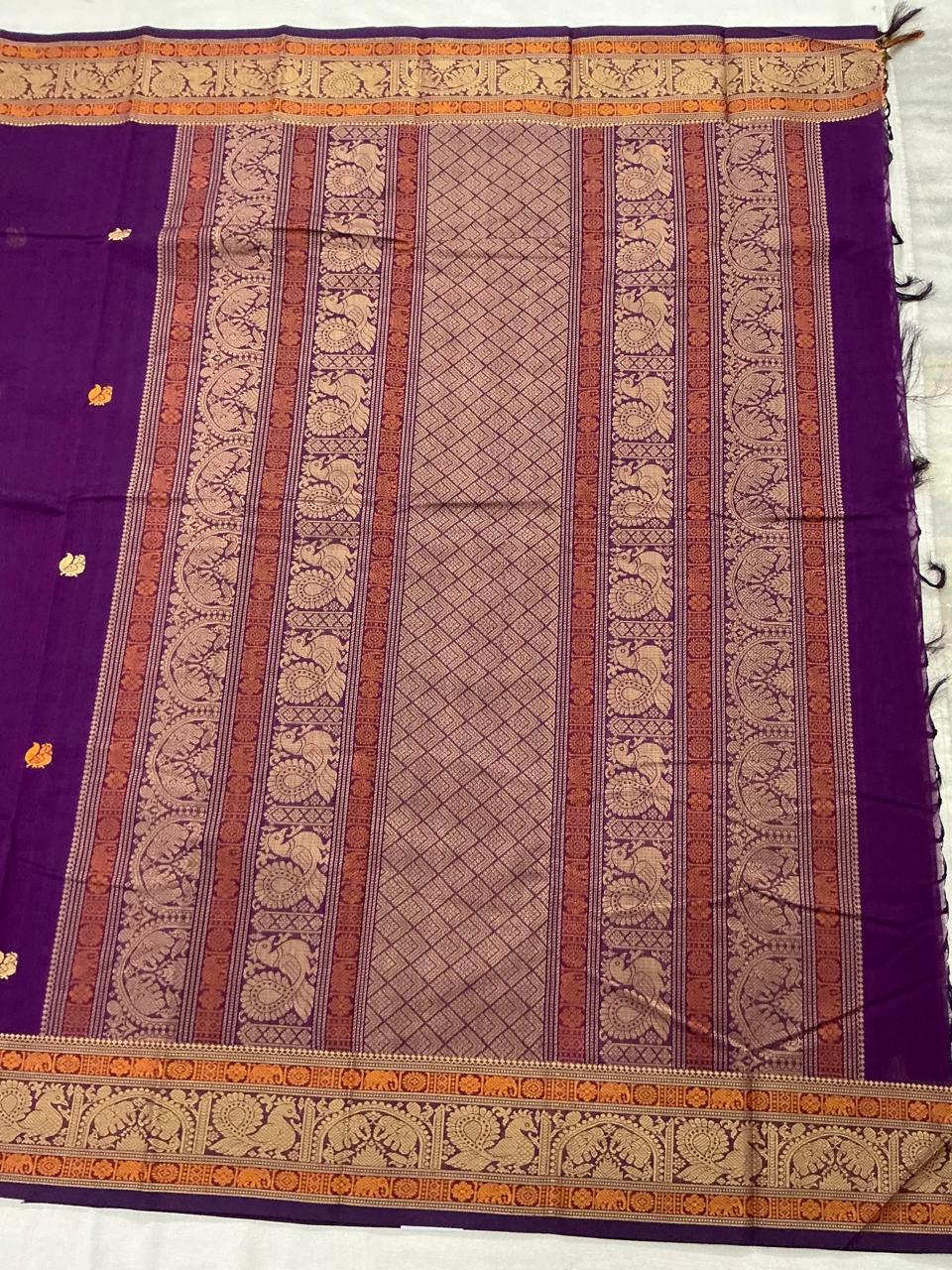 Handwoven Kanchi cotton : Vadamalli purple