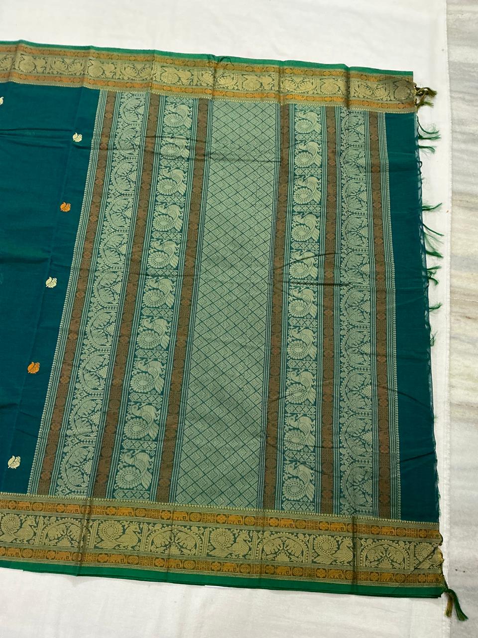Handwoven Kanchi cotton : Meenakshi Green