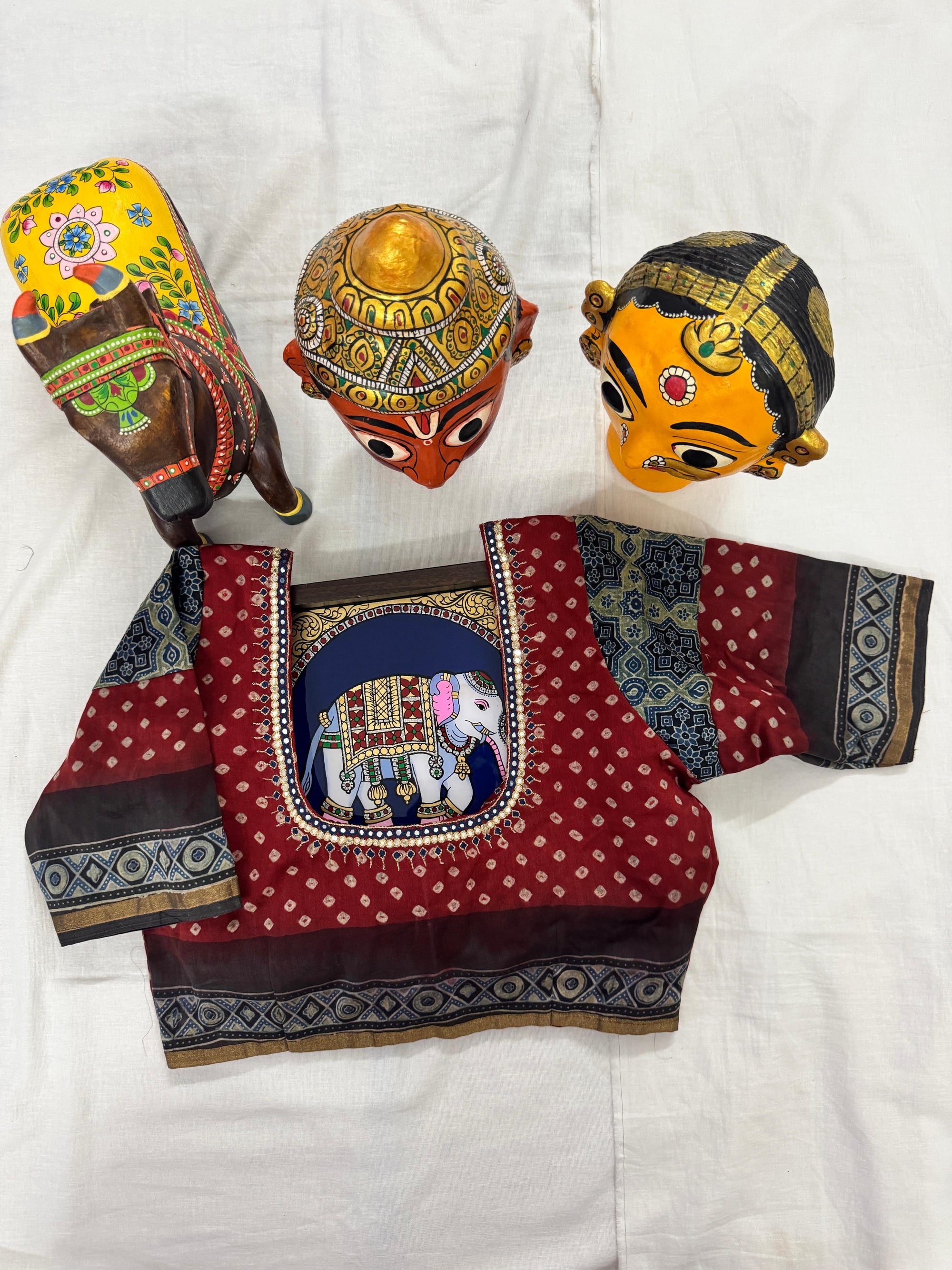 Handcrafted Ready to Wear Blouse : Bandhej &amp; Ajrakh