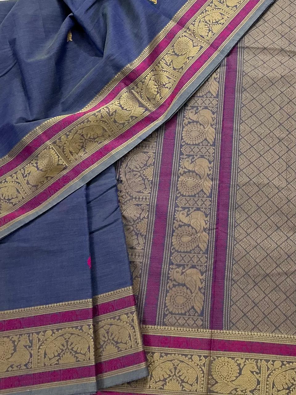 Handwoven Kanchi cotton : Slate Blue