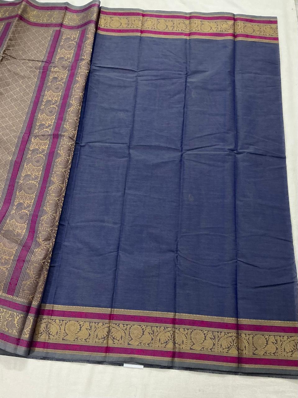 Handwoven Kanchi cotton : Slate Blue