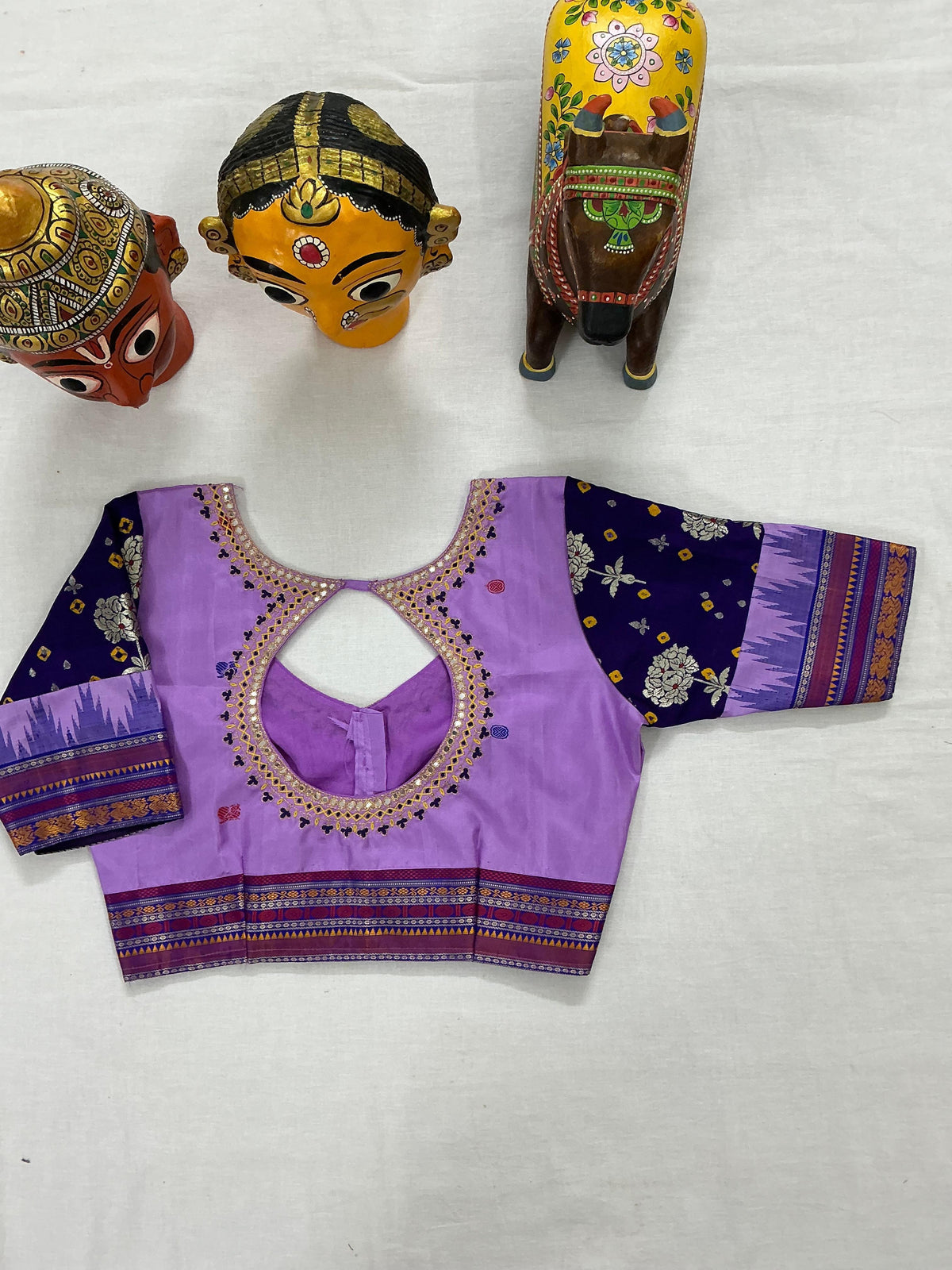 Handcrafted Ready to Wear Blouse : Kanjivaram Silk (December Poo)